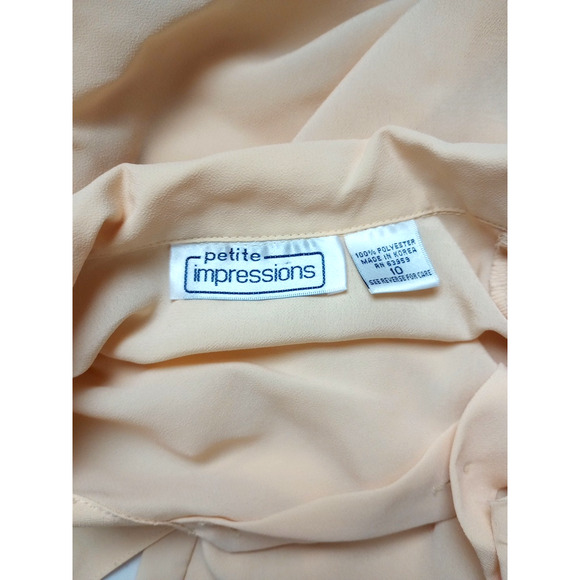 Vintage Impression Women Shirt Petite Medium Light Yellow Long Sleeve Button Up - Picture 5 of 6